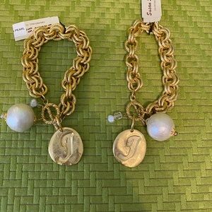 Susan Shaw cotton pearl initial bracelet letter *J